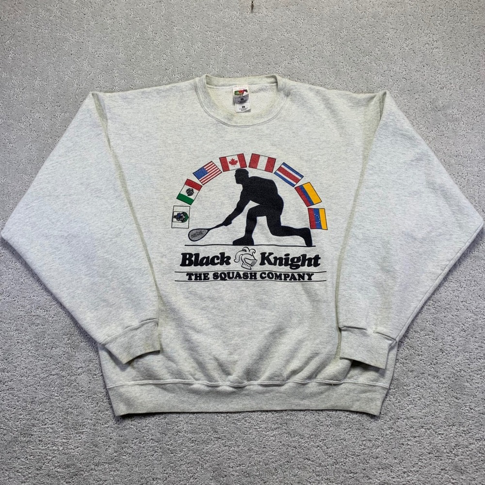 Vintage Tennis Black Knight Squash Company Sweatshirt XL Fruit Of The Loom Gray